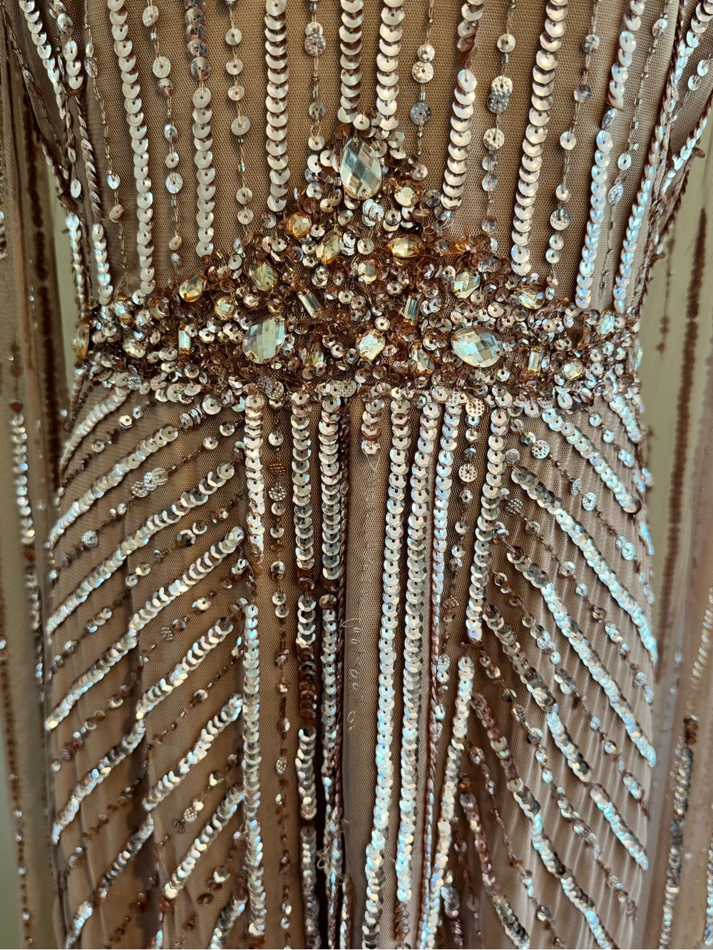 Adrianna Papell Beaded V-Neck Evening Cape Gown - Picture 9 of 14